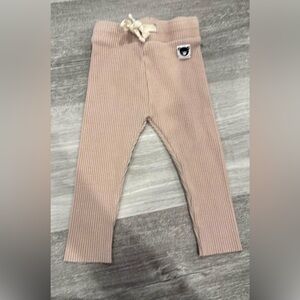Huxbaby Ribbed Beige Leggings with Drawstring